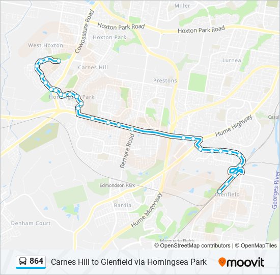 Mapa de 864 de autobús