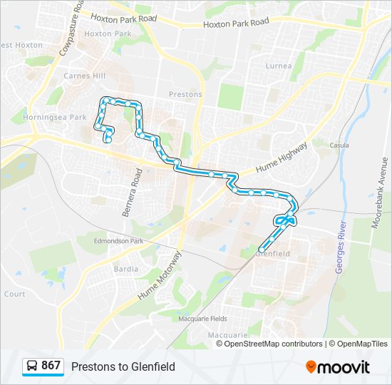 867 bus Line Map