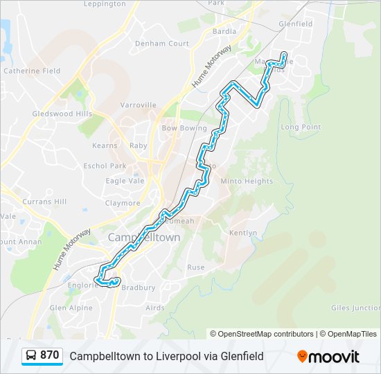 870 bus Line Map