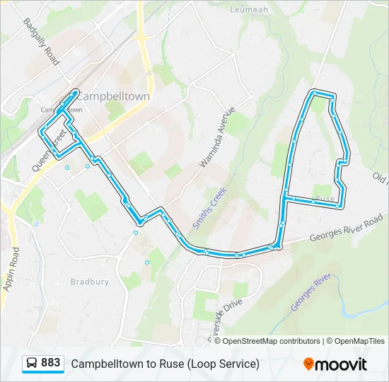 883 Bus Line Map