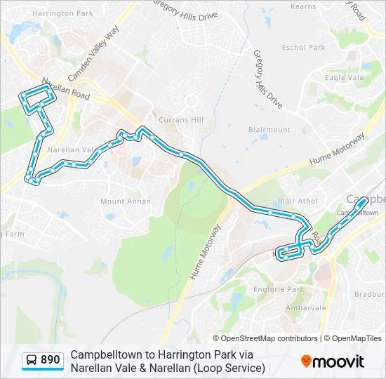 890 Bus Line Map