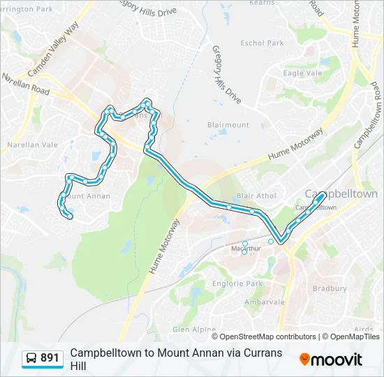 891 Bus Line Map