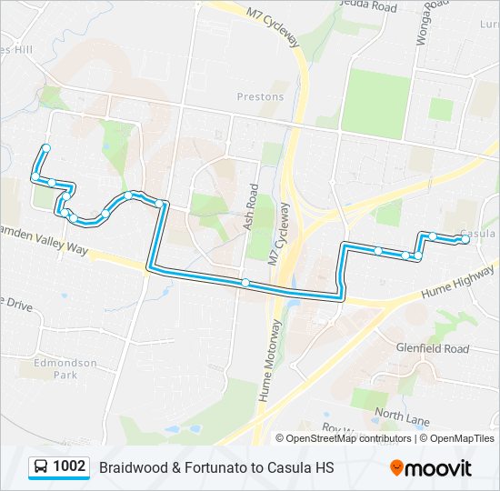 Mapa de 1002 de autobús