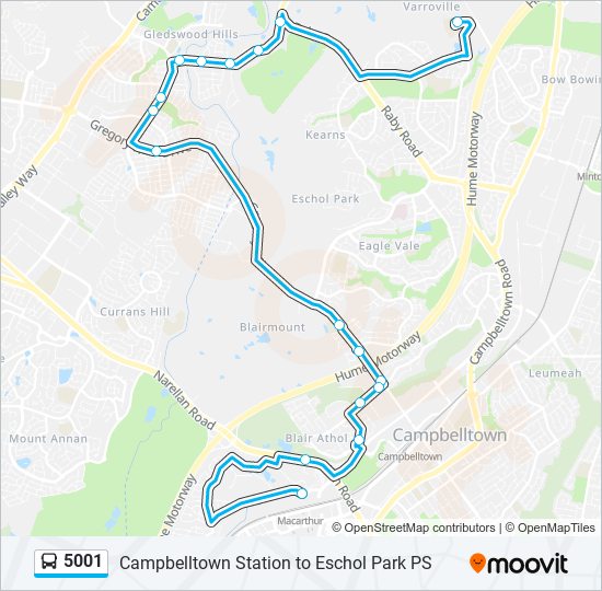 5001 bus Line Map