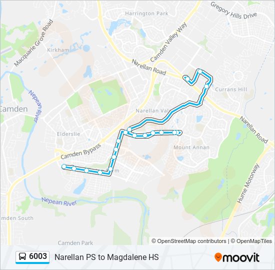 Mapa de 6003 de autobús