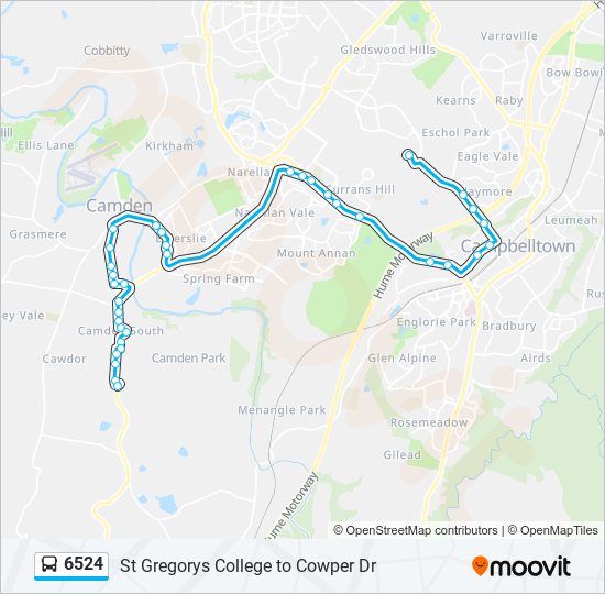 6524 bus Line Map