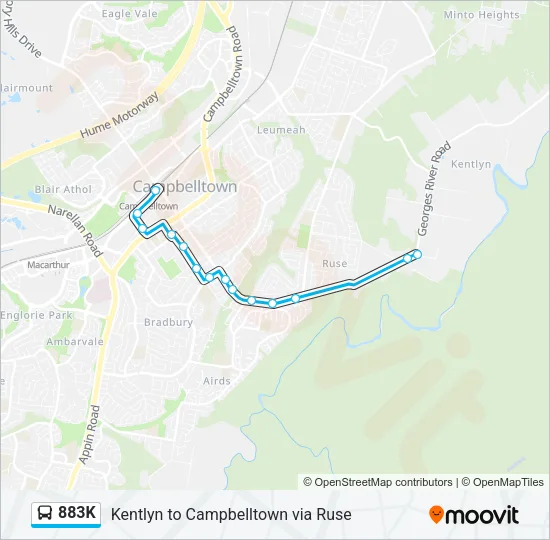 883K Bus Line Map