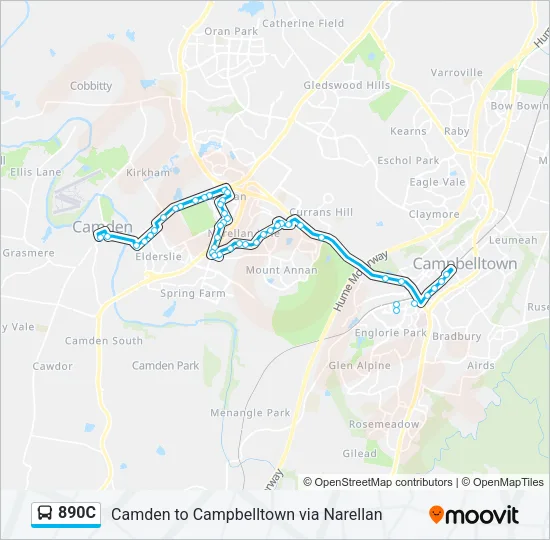 890C Bus Line Map