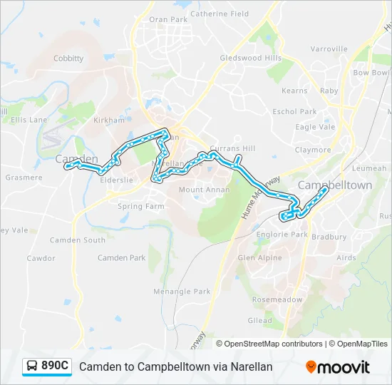 890C Bus Line Map