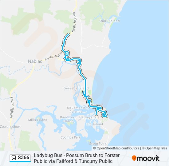 Mapa de S366 de autobús