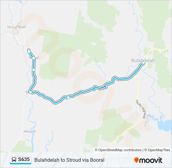 Mapa de S635 de autobús