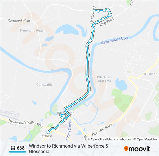 Mapa de 668 de autobús