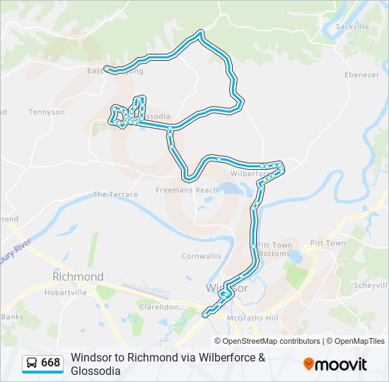 Mapa de 668 de autobús