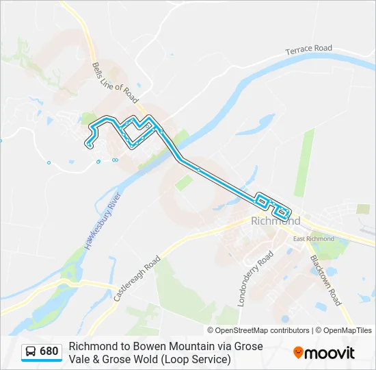 680 Route: Schedules, Stops & Maps - Richmond via Bowen Mountain (Updated)