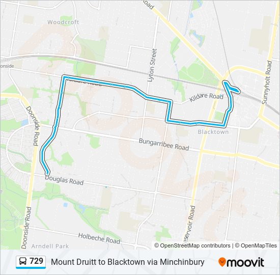 729 bus Line Map