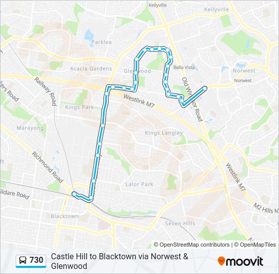 730 bus Line Map