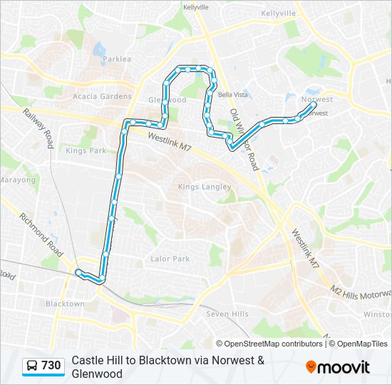 730 bus Line Map