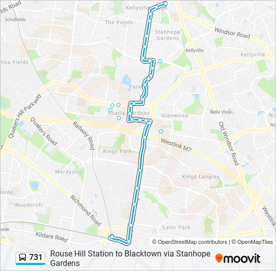 731 bus Line Map