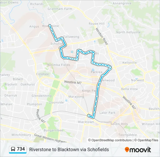 734 Bus Line Map