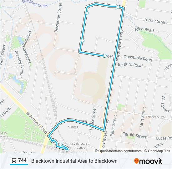 Mapa de 744 de autobús