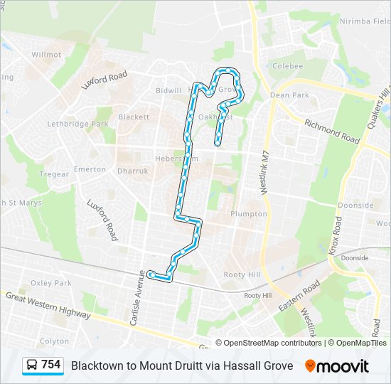 Mapa de 754 de autobús