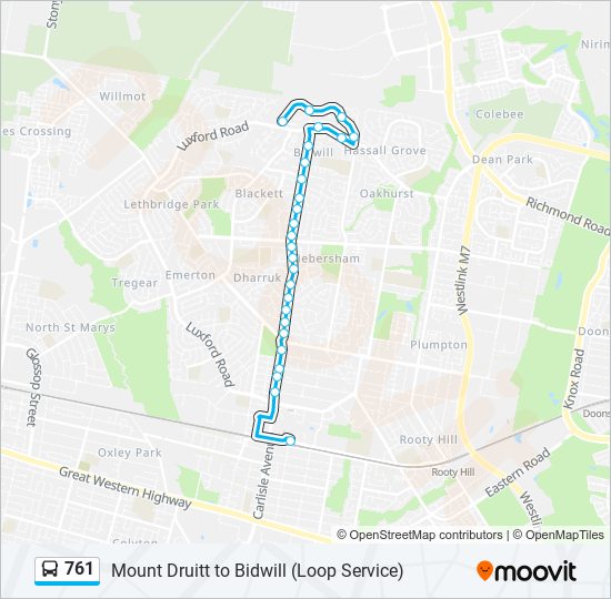 761 bus Line Map