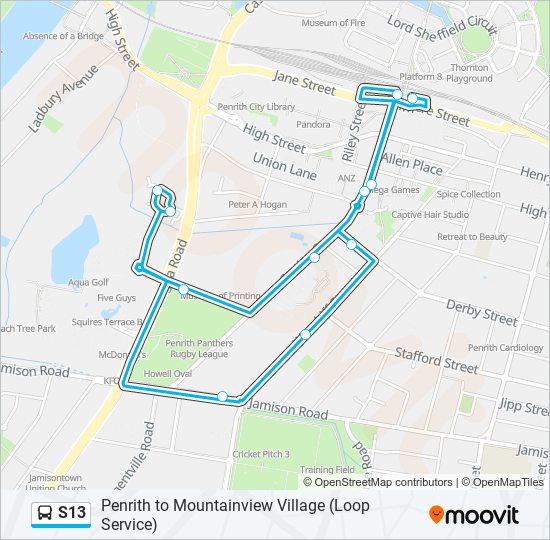 S13 bus Line Map