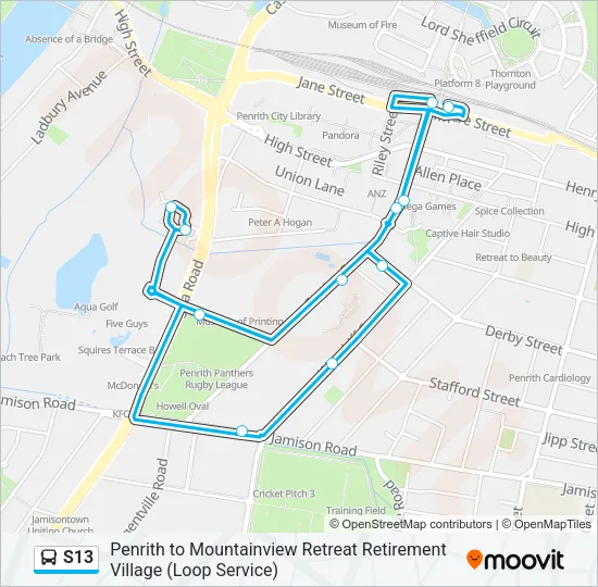 S13 Bus Line Map