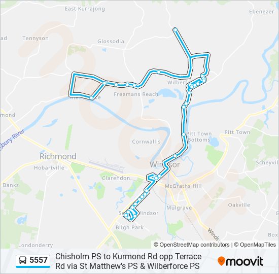 5557 bus Line Map