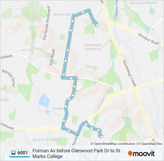 6001 bus Line Map