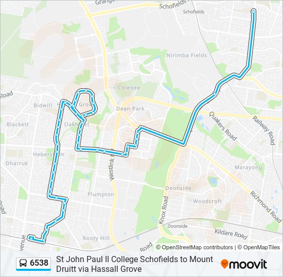 6538 bus Line Map