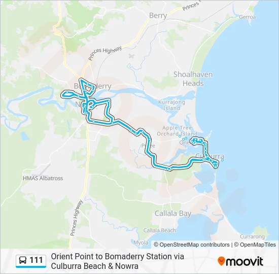 111 Route - Orient Point to Bomaderry Station via Culburra Beach ...