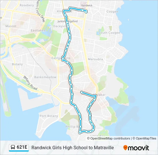 621E Bus Line Map