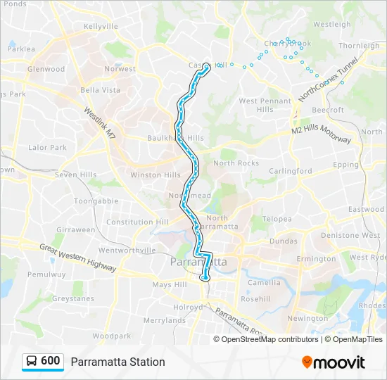 600 Route: Schedules, Stops & Maps - Parramatta Station (Updated)