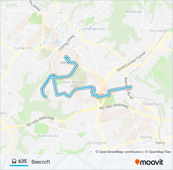 635 bus Line Map