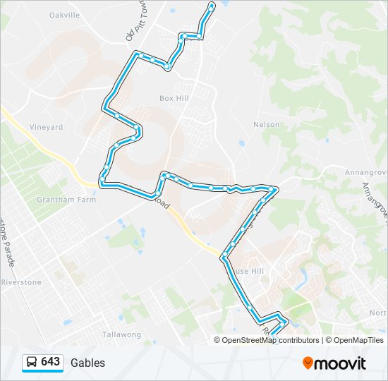 643 bus Line Map