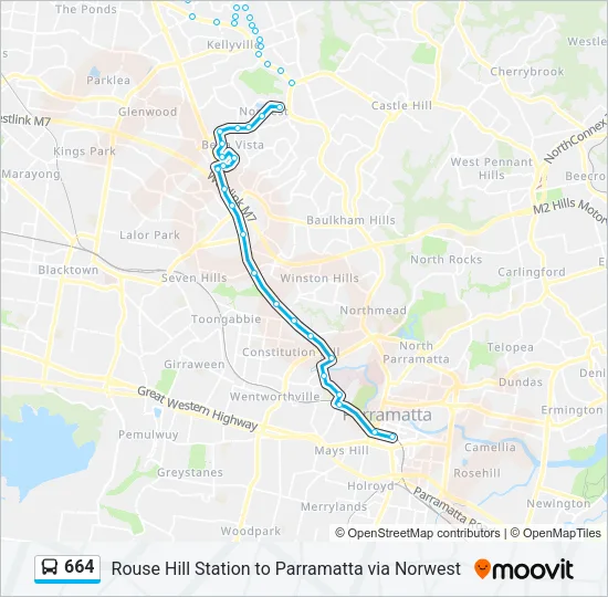 664 Bus Line Map