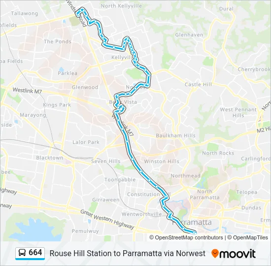 664 Bus Line Map