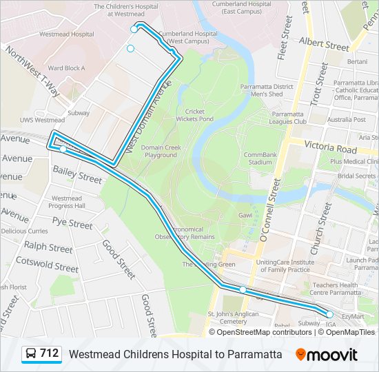 712 bus Line Map