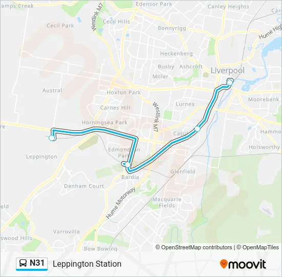 N31 Bus Line Map