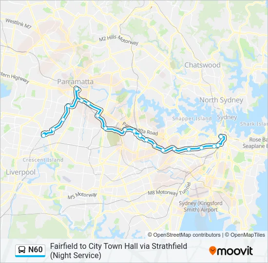 N60 Bus Line Map