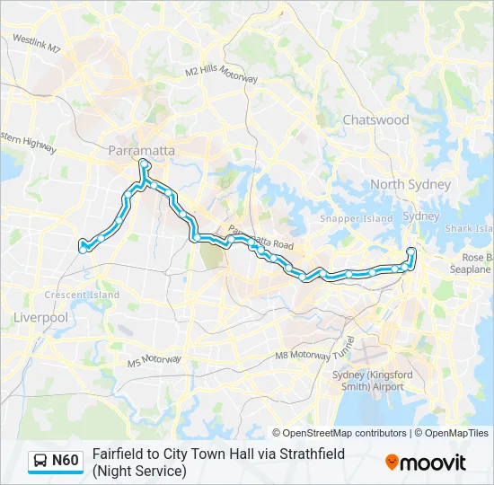 N60 Bus Line Map