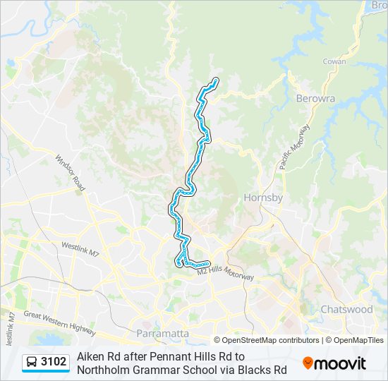 Mapa de 3102 de autobús