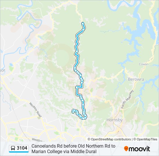 Mapa de 3104 de autobús