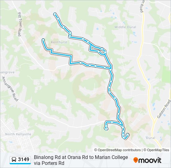 Mapa de 3149 de autobús