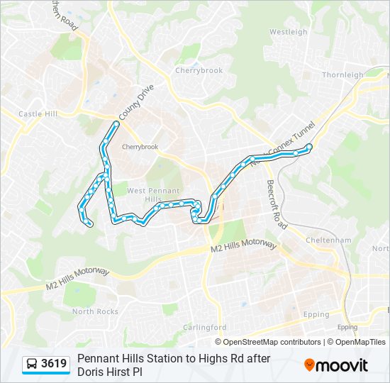 3619 bus Line Map