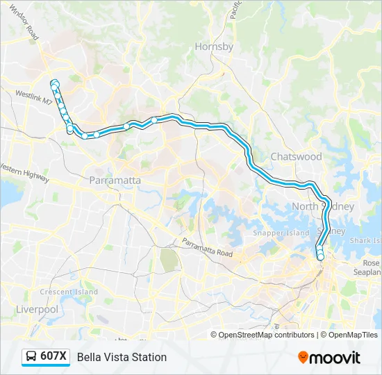 607X Bus Line Map