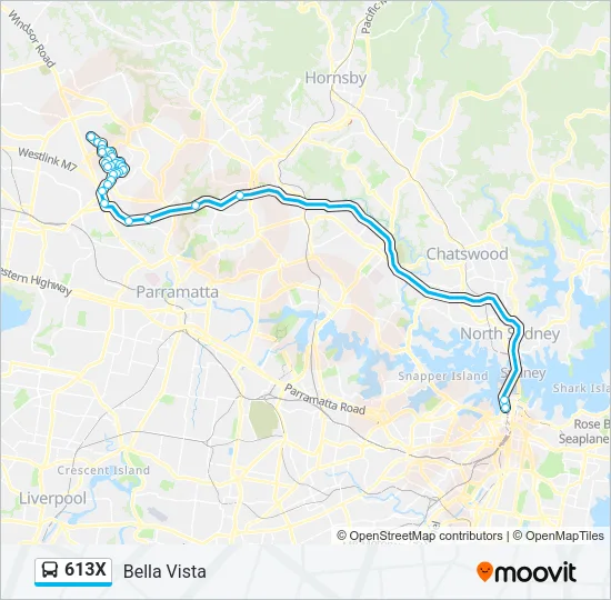 613X Bus Line Map