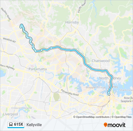 615X bus Line Map