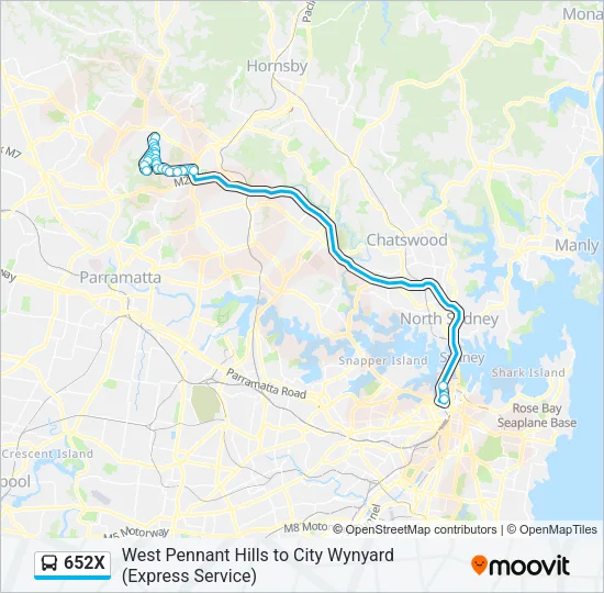 652X Bus Line Map